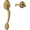 image:imageSCHLAGE Plymouth Front Entry Handle Flair RightHanded Interior Lever Aged Bronze FE285 PLY 716 FLA RHAntique Brass