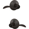 image:imageSchlage F10 ACC 622 Accent Door Lever Hall amp Closet Passage Lock Matte BlackAged Bronze