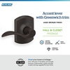 image:imageSchlage F10 ACC 622 Accent Door Lever Hall amp Closet Passage Lock Matte BlackAged Bronze