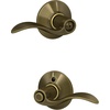 image:imageSchlage F10 ACC 622 Accent Door Lever Hall amp Closet Passage Lock Matte BlackAntique Brass