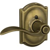 image:imageSchlage F10 ACC 622 Accent Door Lever Hall amp Closet Passage Lock Matte BlackAntique Brass
