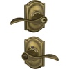 image:imageSchlage F10 ACC 622 Accent Door Lever Hall amp Closet Passage Lock Matte BlackAntique Brass