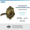 image:imageSchlage F10 ACC 622 Accent Door Lever Hall amp Closet Passage Lock Matte BlackAntique Brass