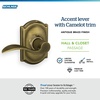 image:imageSchlage F10 ACC 622 Accent Door Lever Hall amp Closet Passage Lock Matte BlackAntique Brass
