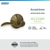 image:imageSchlage F10 ACC 622 Accent Door Lever Hall amp Closet Passage Lock Matte BlackAntique Brass