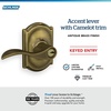 image:imageSchlage F10 ACC 622 Accent Door Lever Hall amp Closet Passage Lock Matte BlackAntique Brass