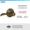 image:imageSchlage F10 ACC 622 Accent Door Lever Hall amp Closet Passage Lock Matte BlackAntique Brass