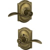 image:imageSchlage F10 ACC 622 Accent Door Lever Hall amp Closet Passage Lock Matte BlackAntique Brass