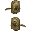 image:imageSchlage F10 ACC 622 Accent Door Lever Hall amp Closet Passage Lock Matte BlackAntique Brass