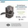 image:imageSchlage F10 ACC 622 Accent Door Lever Hall amp Closet Passage Lock Matte BlackAntique Pewter
