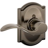 image:imageSchlage F10 ACC 622 Accent Door Lever Hall amp Closet Passage Lock Matte BlackAntique Pewter