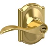 image:imageSchlage F10 ACC 622 Accent Door Lever Hall amp Closet Passage Lock Matte BlackBright Brass