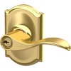 image:imageSchlage F10 ACC 622 Accent Door Lever Hall amp Closet Passage Lock Matte BlackBright Brass