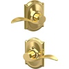 image:imageSchlage F10 ACC 622 Accent Door Lever Hall amp Closet Passage Lock Matte BlackBright Brass