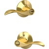 image:imageSchlage F10 ACC 622 Accent Door Lever Hall amp Closet Passage Lock Matte BlackBright Brass