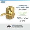 image:imageSchlage F10 ACC 622 Accent Door Lever Hall amp Closet Passage Lock Matte BlackBright Brass