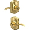image:imageSchlage F10 ACC 622 Accent Door Lever Hall amp Closet Passage Lock Matte BlackBright Brass