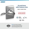 image:imageSchlage F10 ACC 622 Accent Door Lever Hall amp Closet Passage Lock Matte BlackBright Chrome