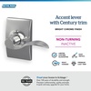 image:imageSchlage F10 ACC 622 Accent Door Lever Hall amp Closet Passage Lock Matte BlackBright Chrome