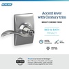 image:imageSchlage F10 ACC 622 Accent Door Lever Hall amp Closet Passage Lock Matte BlackBright Chrome
