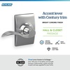 image:imageSchlage F10 ACC 622 Accent Door Lever Hall amp Closet Passage Lock Matte BlackBright Chrome