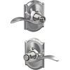 image:imageSchlage F10 ACC 622 Accent Door Lever Hall amp Closet Passage Lock Matte BlackBright Chrome