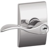 image:imageSchlage F10 ACC 622 Accent Door Lever Hall amp Closet Passage Lock Matte BlackBright Chrome