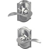 image:imageSchlage F10 ACC 622 Accent Door Lever Hall amp Closet Passage Lock Matte BlackBright Chrome