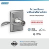 image:imageSchlage F10 ACC 622 Accent Door Lever Hall amp Closet Passage Lock Matte BlackBright Chrome