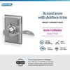image:imageSchlage F10 ACC 622 Accent Door Lever Hall amp Closet Passage Lock Matte BlackBright Chrome
