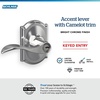 image:imageSchlage F10 ACC 622 Accent Door Lever Hall amp Closet Passage Lock Matte BlackBright Chrome