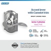 image:imageSchlage F10 ACC 622 Accent Door Lever Hall amp Closet Passage Lock Matte BlackBright Chrome