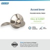 image:imageSchlage F10 ACC 622 Accent Door Lever Hall amp Closet Passage Lock Matte BlackPolished Nickel