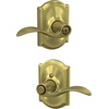 image:imageSchlage F10 ACC 622 Accent Door Lever Hall amp Closet Passage Lock Matte BlackSatin Brass