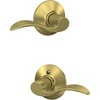 image:imageSchlage F10 ACC 622 Accent Door Lever Hall amp Closet Passage Lock Matte BlackSatin Brass