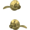 image:imageSchlage F10 ACC 622 Accent Door Lever Hall amp Closet Passage Lock Matte BlackSatin Brass