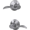 image:imageSchlage F10 ACC 622 Accent Door Lever Hall amp Closet Passage Lock Matte BlackSatin Chrome