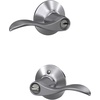 image:imageSchlage F10 ACC 622 Accent Door Lever Hall amp Closet Passage Lock Matte BlackSatin Chrome