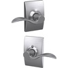image:imageSchlage F10 ACC 622 Accent Door Lever Hall amp Closet Passage Lock Matte BlackSatin Chrome