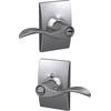 image:imageSchlage F10 ACC 622 Accent Door Lever Hall amp Closet Passage Lock Matte BlackSatin Chrome