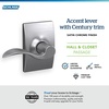 image:imageSchlage F10 ACC 622 Accent Door Lever Hall amp Closet Passage Lock Matte BlackSatin Chrome