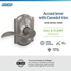 image:imageSchlage F10 ACC 622 Accent Door Lever Hall amp Closet Passage Lock Matte BlackSatin Nickel