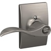 image:imageSchlage F10 ACC 622 Accent Door Lever Hall amp Closet Passage Lock Matte BlackSatin Nickel