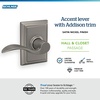 image:imageSchlage F10 ACC 622 Accent Door Lever Hall amp Closet Passage Lock Matte BlackSatin Nickel