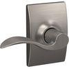 image:imageSchlage F10 ACC 622 Accent Door Lever Hall amp Closet Passage Lock Matte BlackSatin Nickel