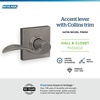 image:imageSchlage F10 ACC 622 Accent Door Lever Hall amp Closet Passage Lock Matte BlackSatin Nickel