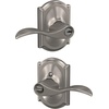 image:imageSchlage F10 ACC 622 Accent Door Lever Hall amp Closet Passage Lock Matte BlackSatin Nickel