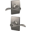 image:imageSchlage F10 ACC 622 Accent Door Lever Hall amp Closet Passage Lock Matte BlackSatin Nickel