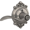 image:imageSchlage F10 ACC 622 Accent Door Lever Hall amp Closet Passage Lock Matte BlackSatin Nickel
