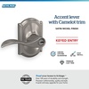 image:imageSchlage F10 ACC 622 Accent Door Lever Hall amp Closet Passage Lock Matte BlackSatin Nickel